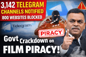 Government action against film piracy with Telegram notifications and website shutdowns.