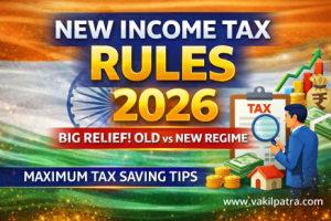 New Income Tax Rules 2026 India thumbnail showing old vs new tax regime comparison, tax saving tips, HRA exemption and salary structure changes effective April 1 2026
